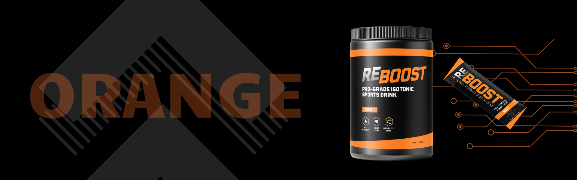Reboost container on a black background with brand logo.