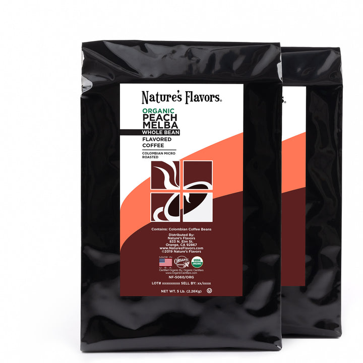 Organic Peach Melba Flavored Coffee Beans