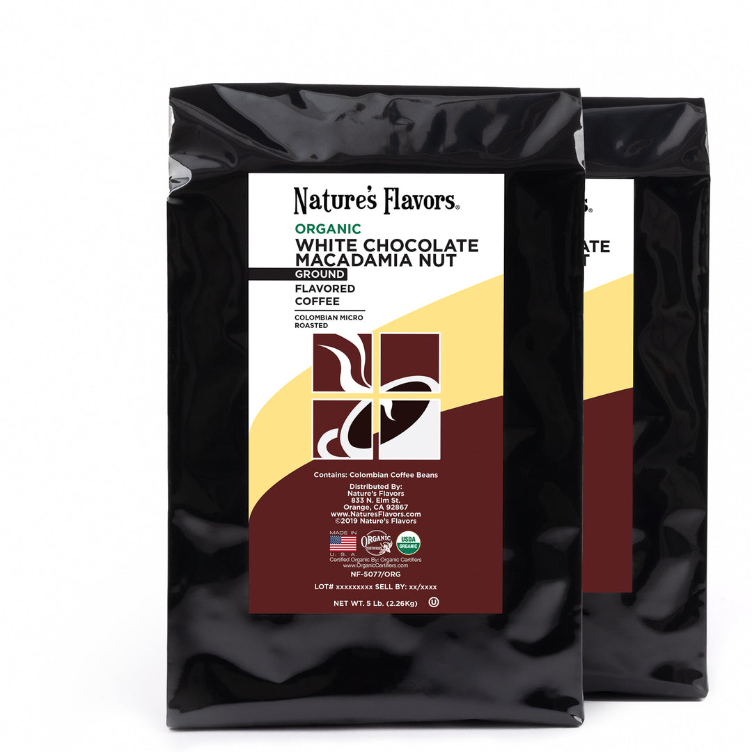 Organic White Chocolate Macadamia Nut Flavored Coffee Beans