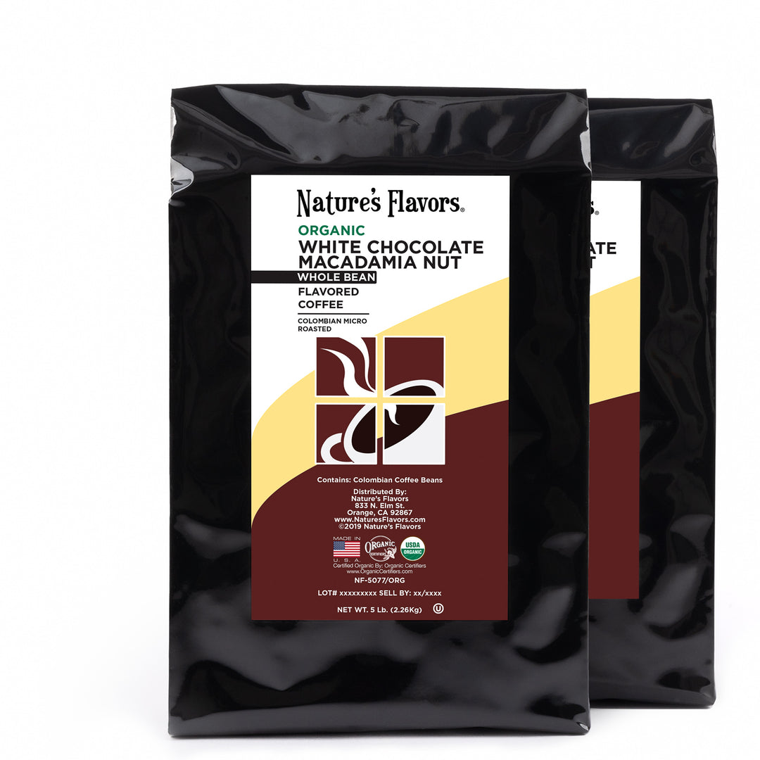 Organic White Chocolate Macadamia Nut Flavored Coffee Beans