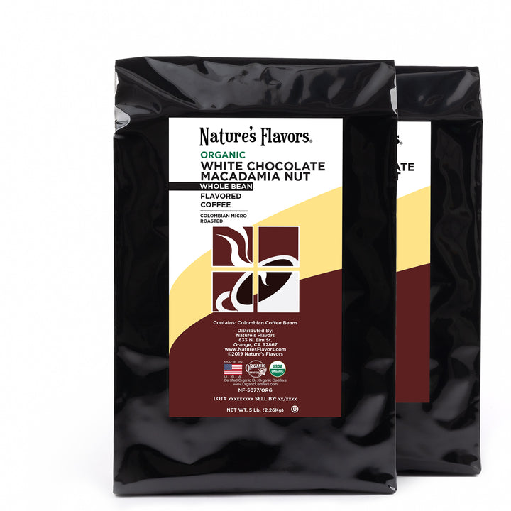 Organic White Chocolate Macadamia Nut Flavored Coffee Beans