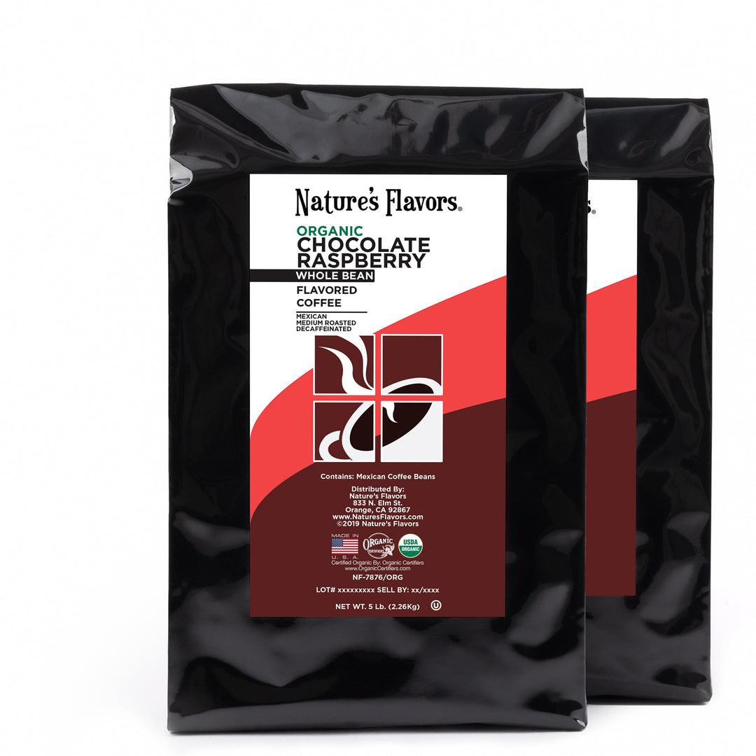 Organic Decaf Chocolate Raspberry Flavored Coffee Beans