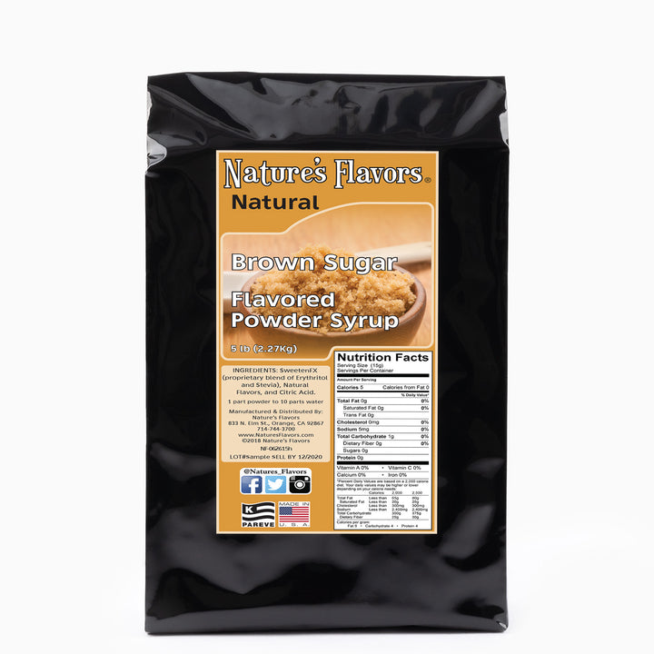 Brown Sugar Flavor Organic compliant Syrup for Carbonated and Noncarbonated Drinks, Powdered