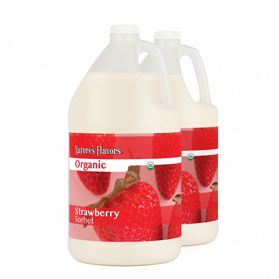 Organic Strawberry Flavored Sorbet Base, Kosher, Gluten Free, Vegan.