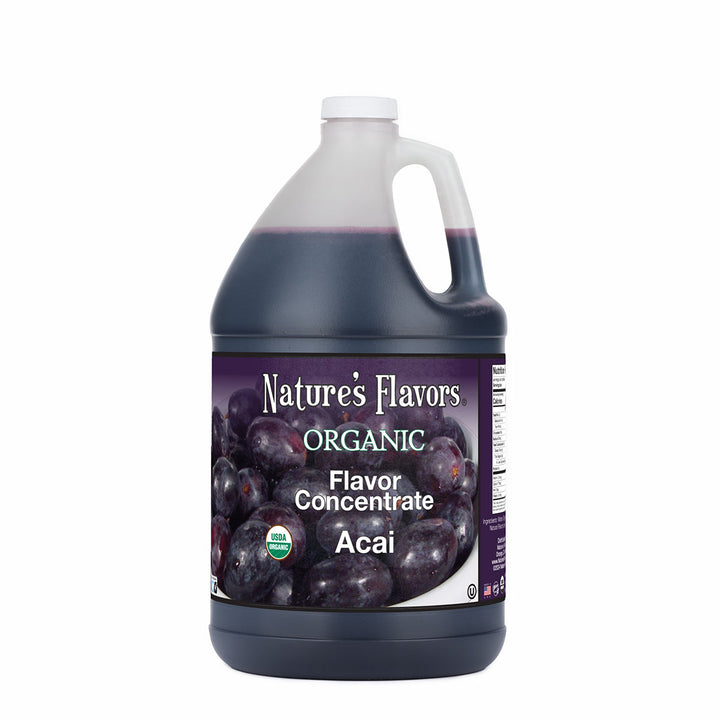 1gal bottle labeled Organic Flavor Concentrate, Acai