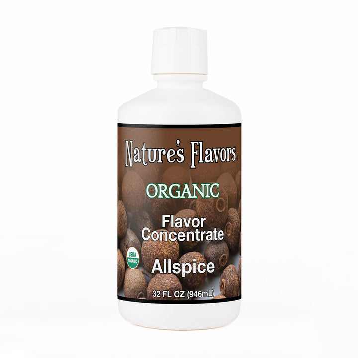 32oz bottle with Organic Flavor Concentrate, Allspice on the label