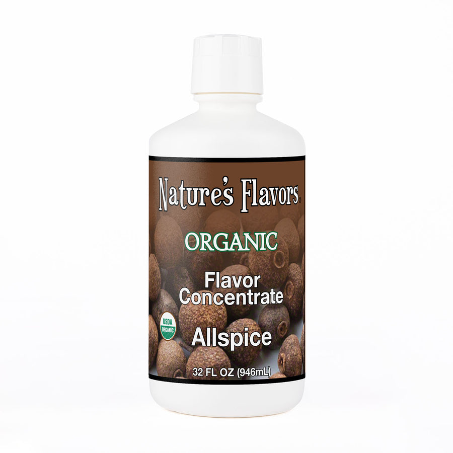 32oz bottle with Organic Flavor Concentrate, Allspice on the label