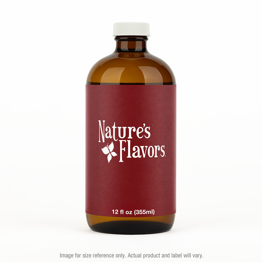 12oz Brown Bottle with Nature's Flavors logo on white background
