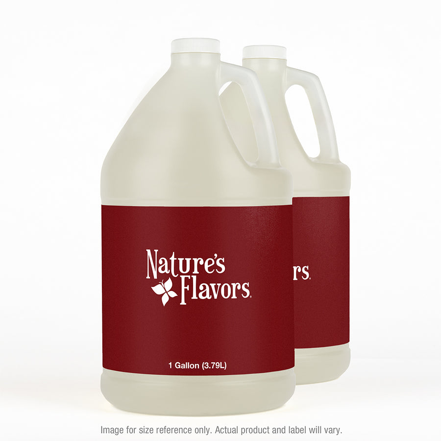 Two gallon sized jugs with Nature's Flavors label on a white background