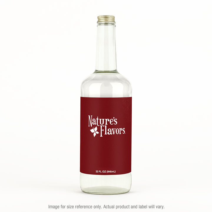 32 oz clear syrup bottle with a 'Nature's Flavors' label on a white background