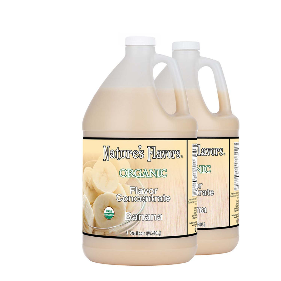 2, 1gal bottle with Organic Flavor Concentrate, Banana label