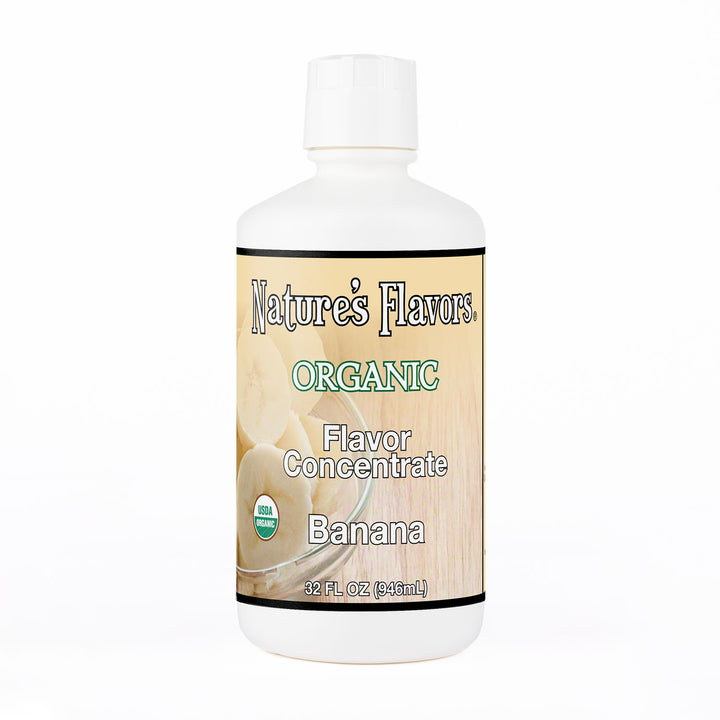 32oz bottle with Organic Flavor Concentrate, Banana label