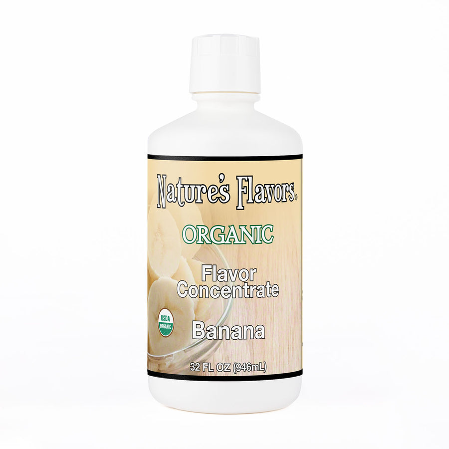 32oz bottle with Organic Flavor Concentrate, Banana label