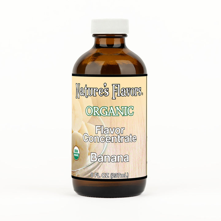8oz bottle with Organic Flavor Concentrate, Banana label