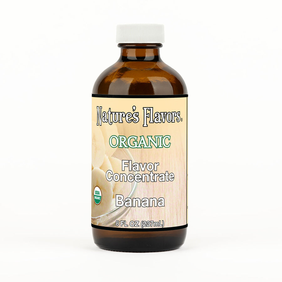 8oz bottle with Organic Flavor Concentrate, Banana label