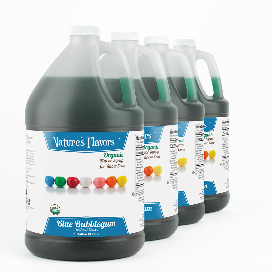 Blue Bubble Gum Snow Cone Syrup without Color, Organic