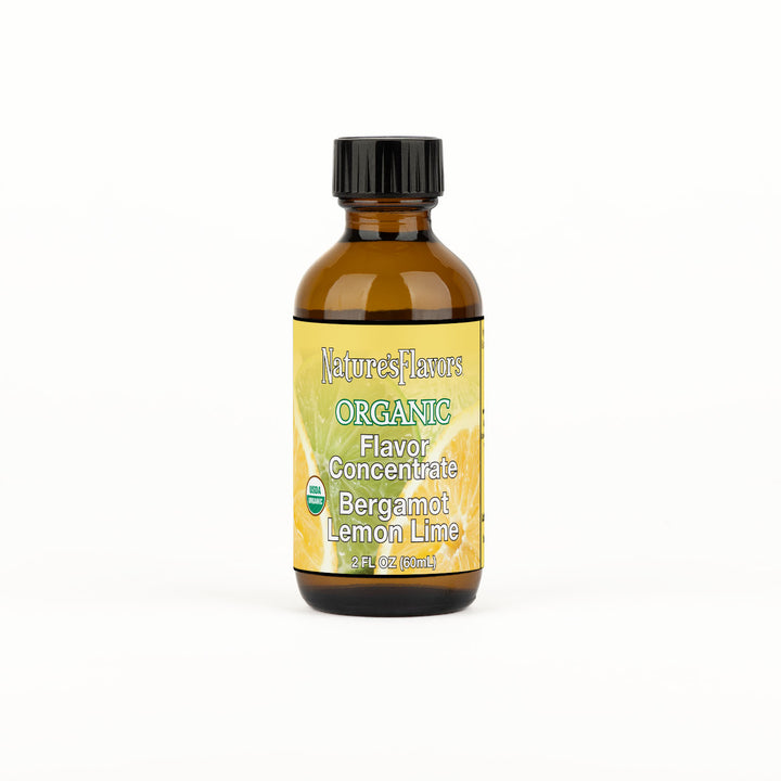 2oz bottle with Organic Flavor Concentrate, Bergamot Lemon Lime label