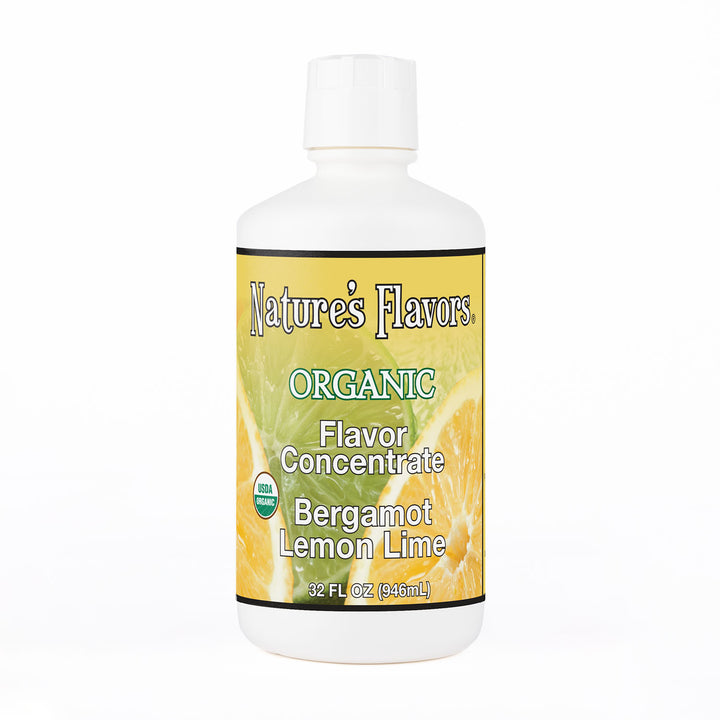 32oz bottle with Organic Flavor Concentrate, Bergamot Lemon Lime label