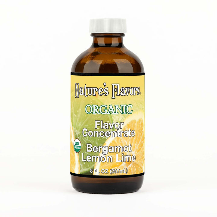 8oz bottle with Organic Flavor Concentrate, Bergamot Lemon Lime label