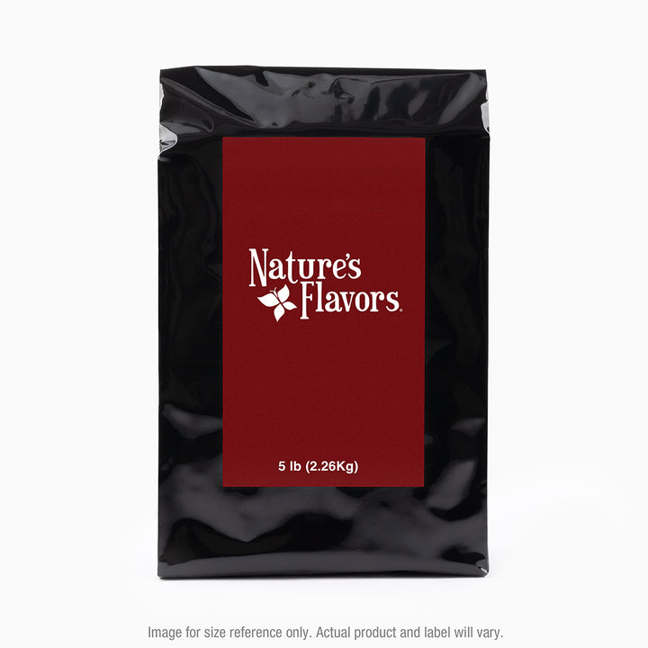 5 lb Black bag with a 'Nature's Flavors' label  on a white background