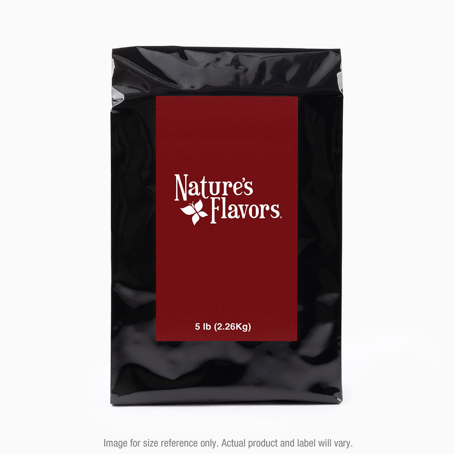 5 lb Black bag with a 'Nature's Flavors' label  on a white background