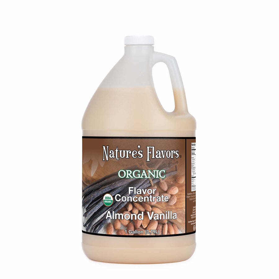 1gal bottle with Organic Flavor Concentrate, Almond Vanilla label