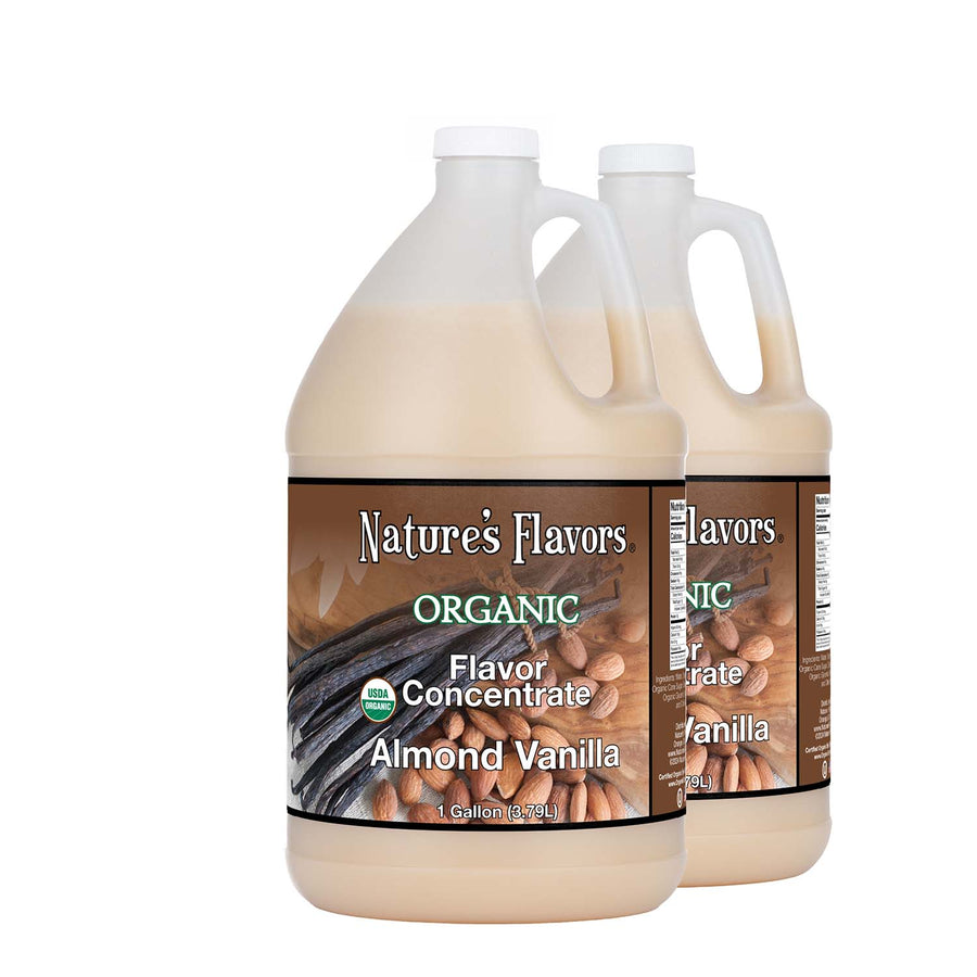 2, 1gal bottles with Organic Flavor Concentrate, Almond Vanilla label