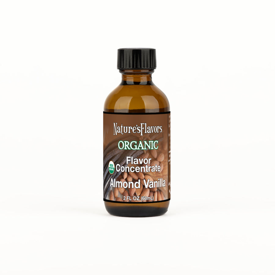 2oz bottle with Organic Flavor Concentrate, Almond Vanilla label