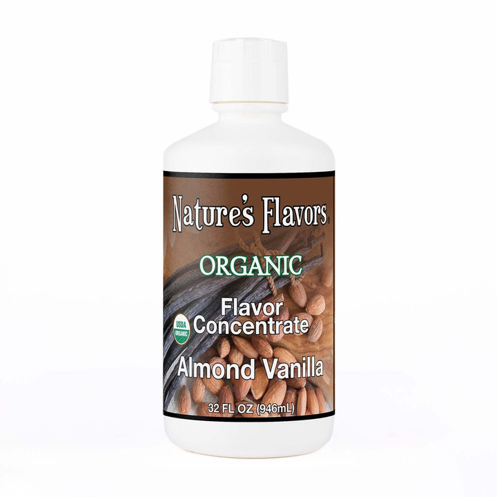 32oz bottle with Organic Flavor Concentrate, Almond Vanilla label