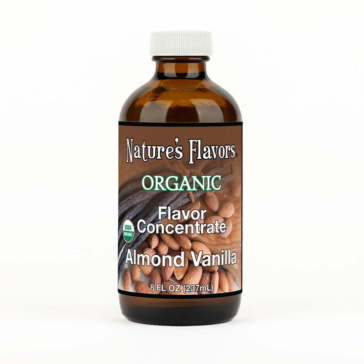 8oz bottle with Organic Flavor Concentrate, Almond Vanilla label