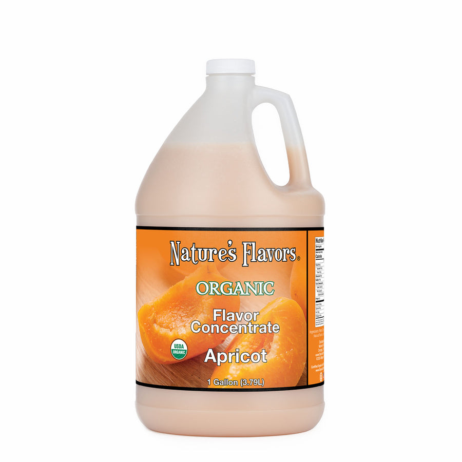 1gal bottle with Organic Flavor Concentrate, Apricot label