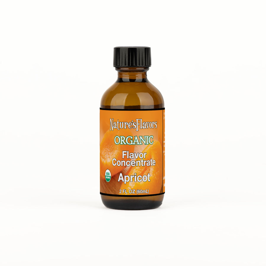 2oz bottle with Organic Flavor Concentrate, Apricot label