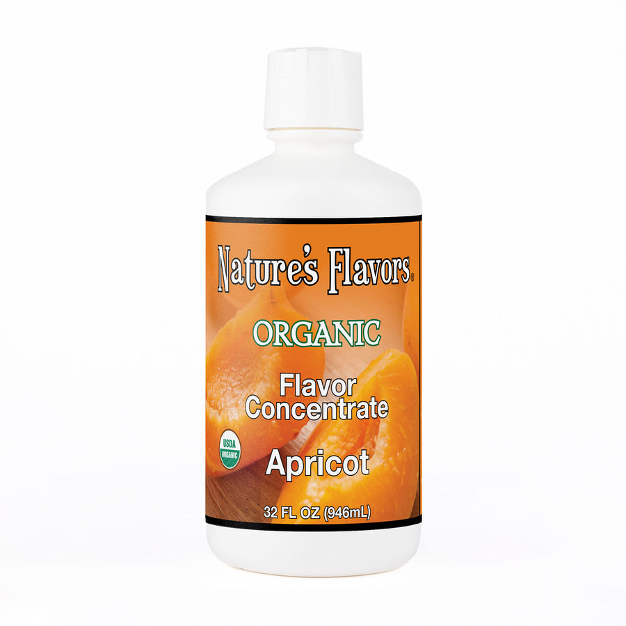 32oz bottle with Organic Flavor Concentrate, Apricot label