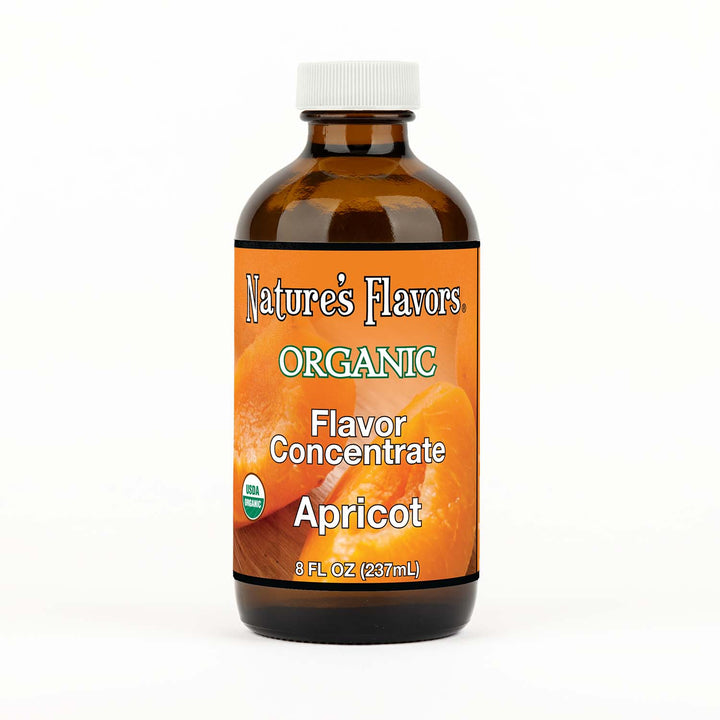 8oz bottle with Organic Flavor Concentrate, Apricot label
