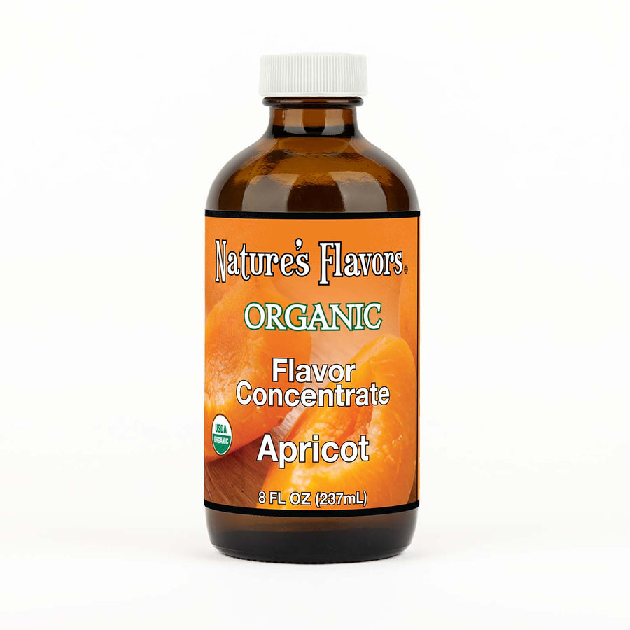 8oz bottle with Organic Flavor Concentrate, Apricot label