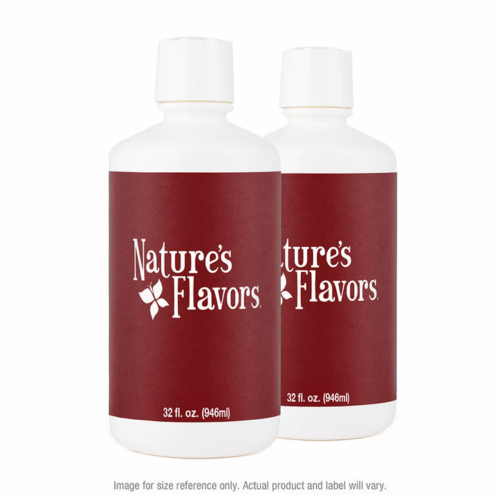 Two 32oz White Bottles with Nature's Flavors logo on white background