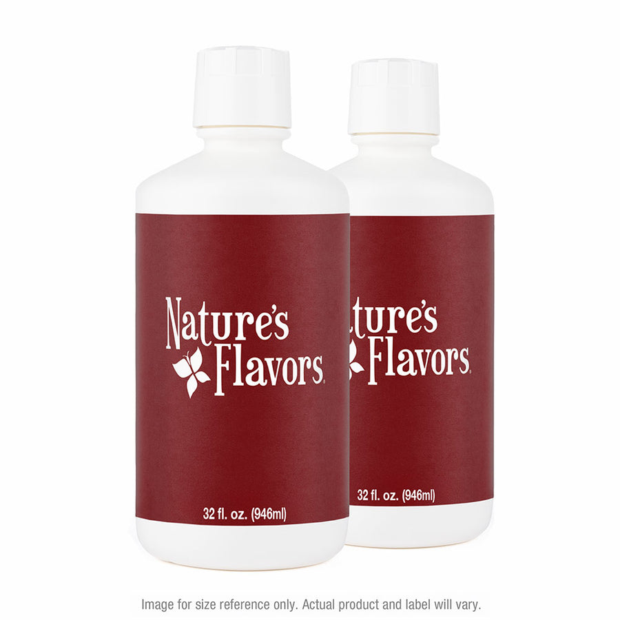 Two 32oz White Bottles with Nature's Flavors logo on white background
