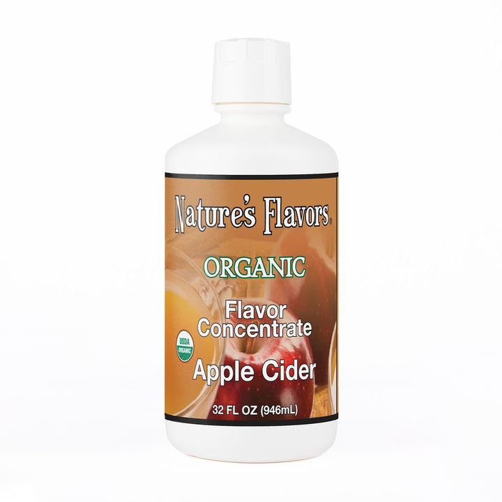 32oz bottle with Organic Flavor Concentrate, Apple Cider label