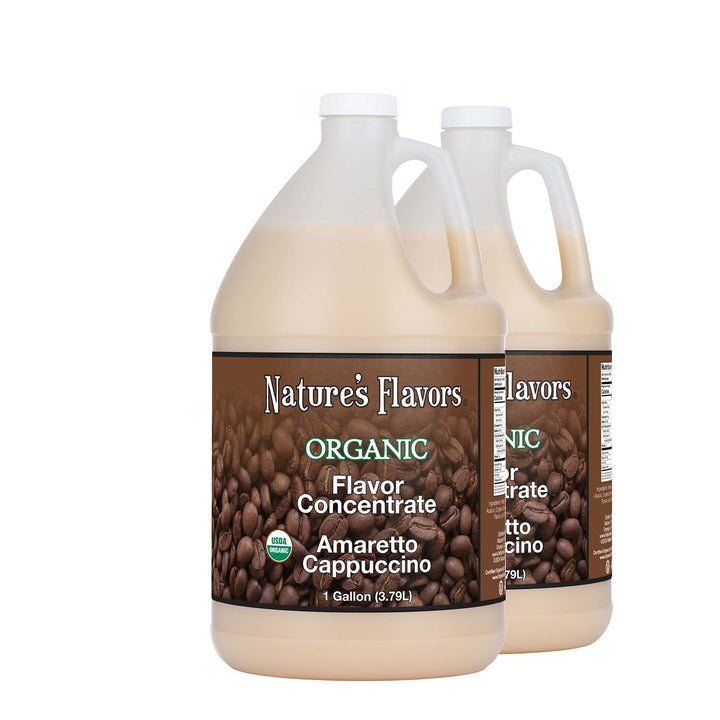 2, 1gal bottles with Organic FlavorConcentrate, Amaretto Cappuccino label