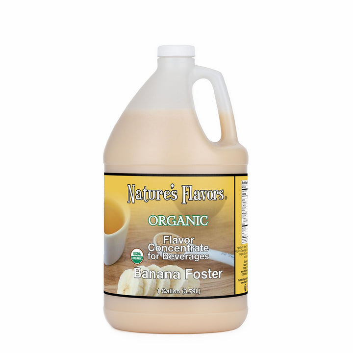 1gal bottle with Organic Flavor Concentrate for Beverages, Banana Foster label