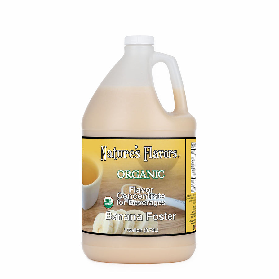 1gal bottle with Organic Flavor Concentrate for Beverages, Banana Foster label