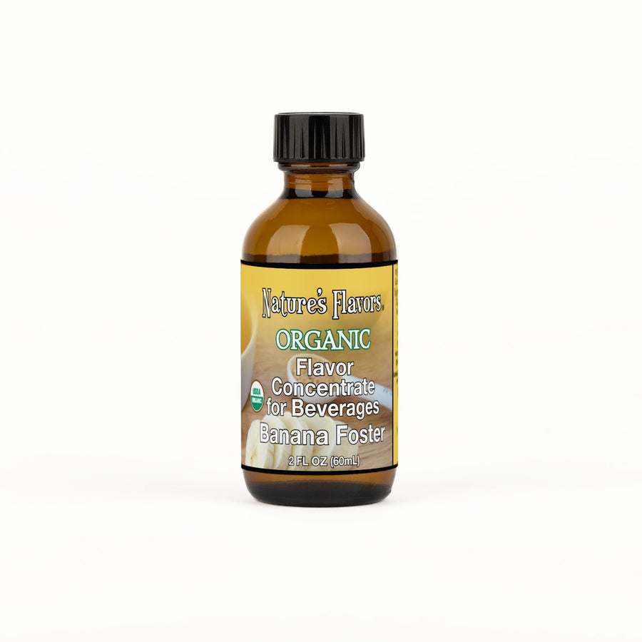 2oz bottle with Organic Flavor Concentrate for Beverages, Banana Foster label