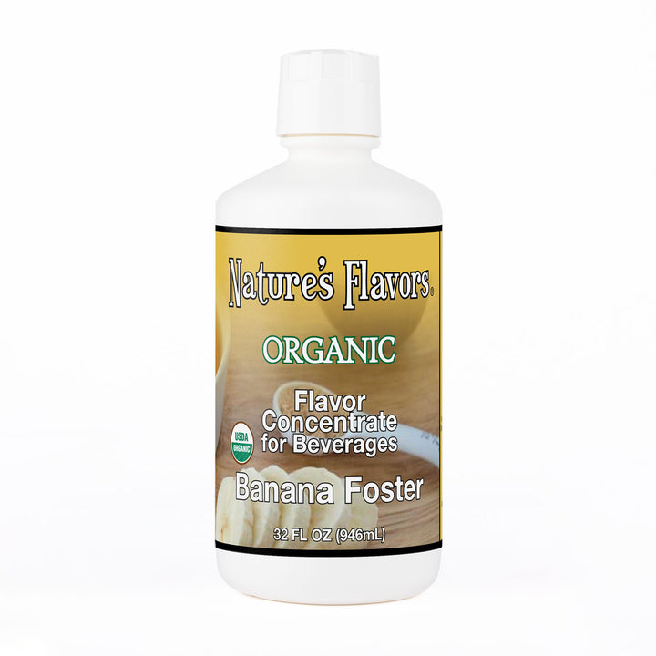 32oz bottle with Organic Flavor Concentrate for Beverages, Banana Foster label