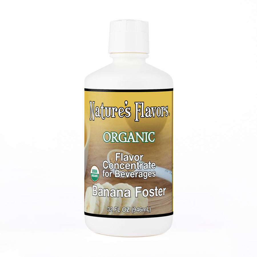 32oz bottle with Organic Flavor Concentrate for Beverages, Banana Foster label