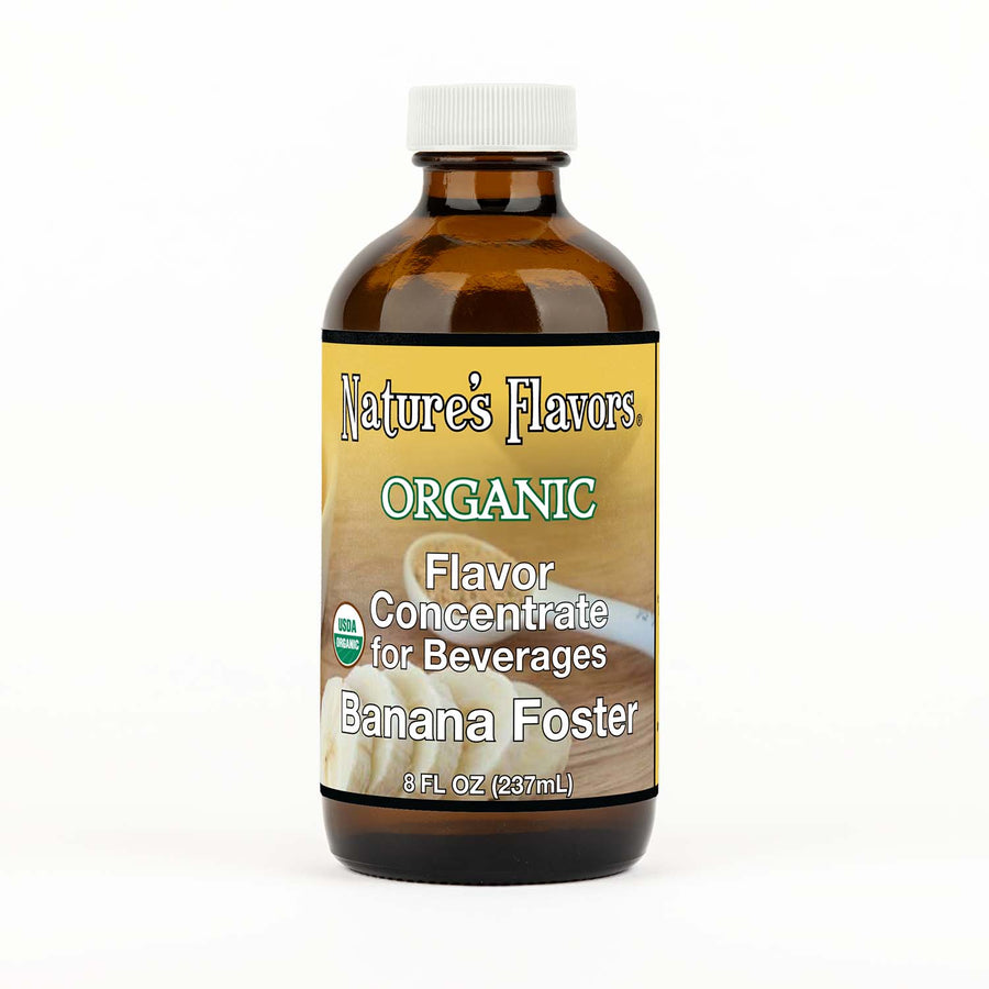 8oz bottle with Organic Flavor Concentrate for Beverages, Banana Foster label