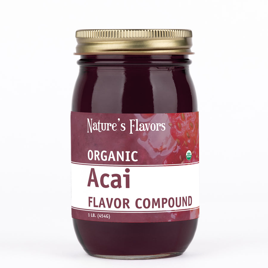 Nature's Flavors organic acai flavor compound container