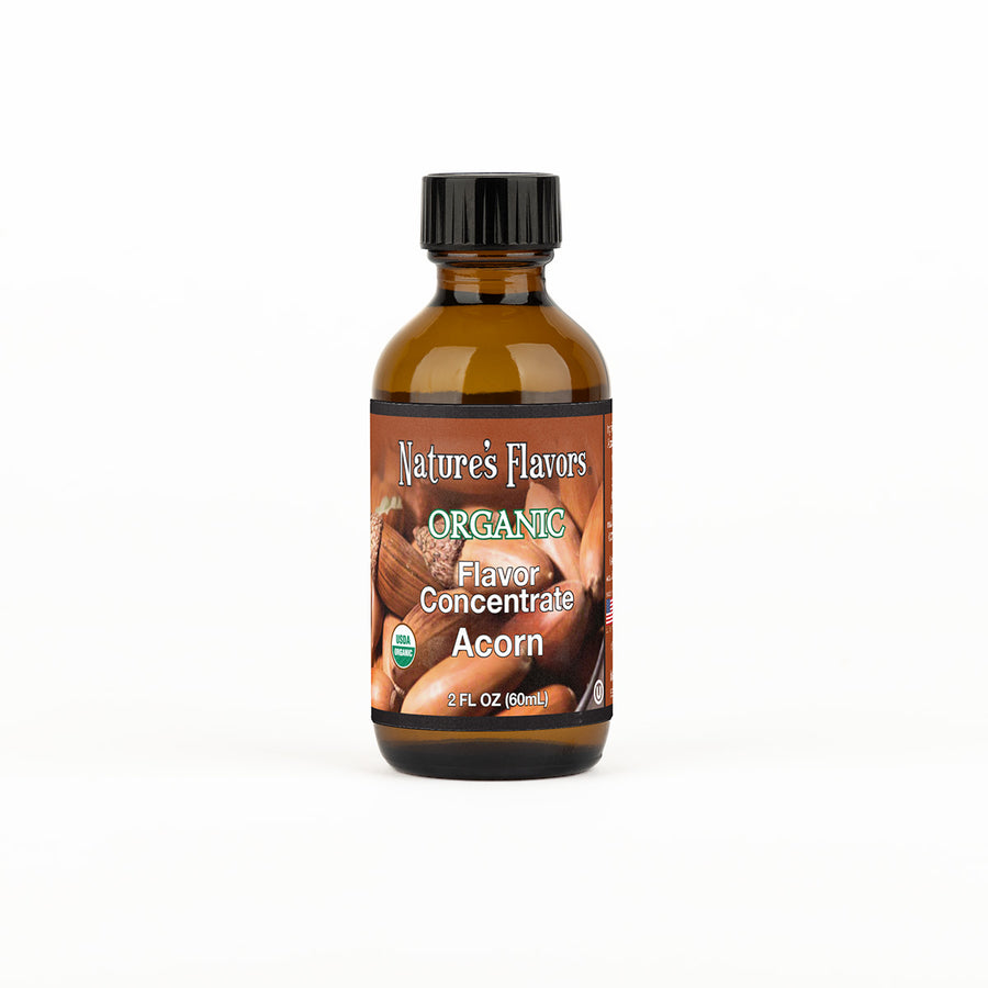 2oz bottle labeled Organic Flavor Concentrate, Acorn