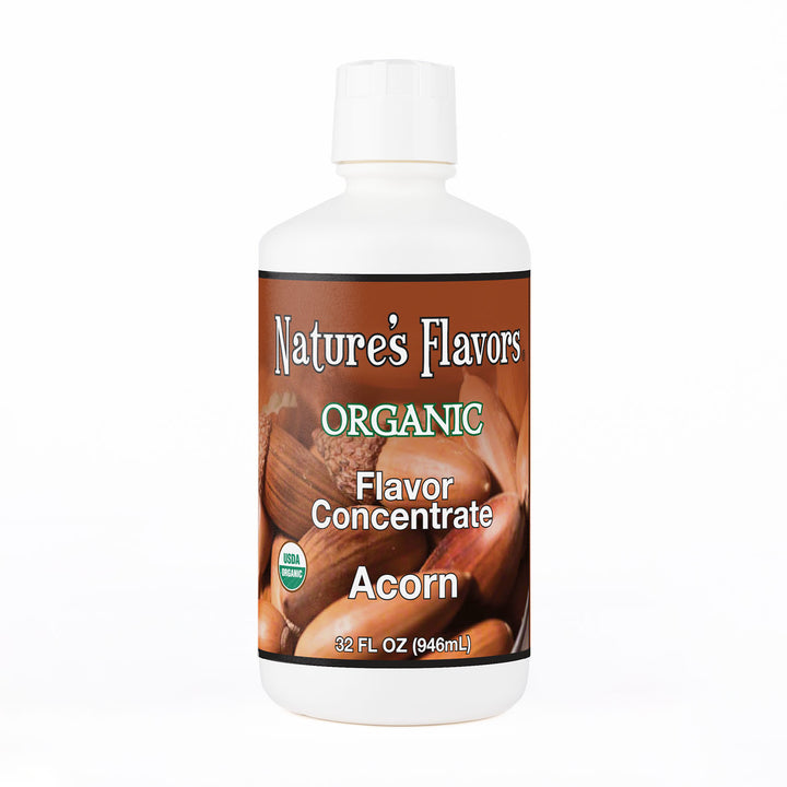 32oz bottle labeled Organic Flavor Concentrate, Acorn