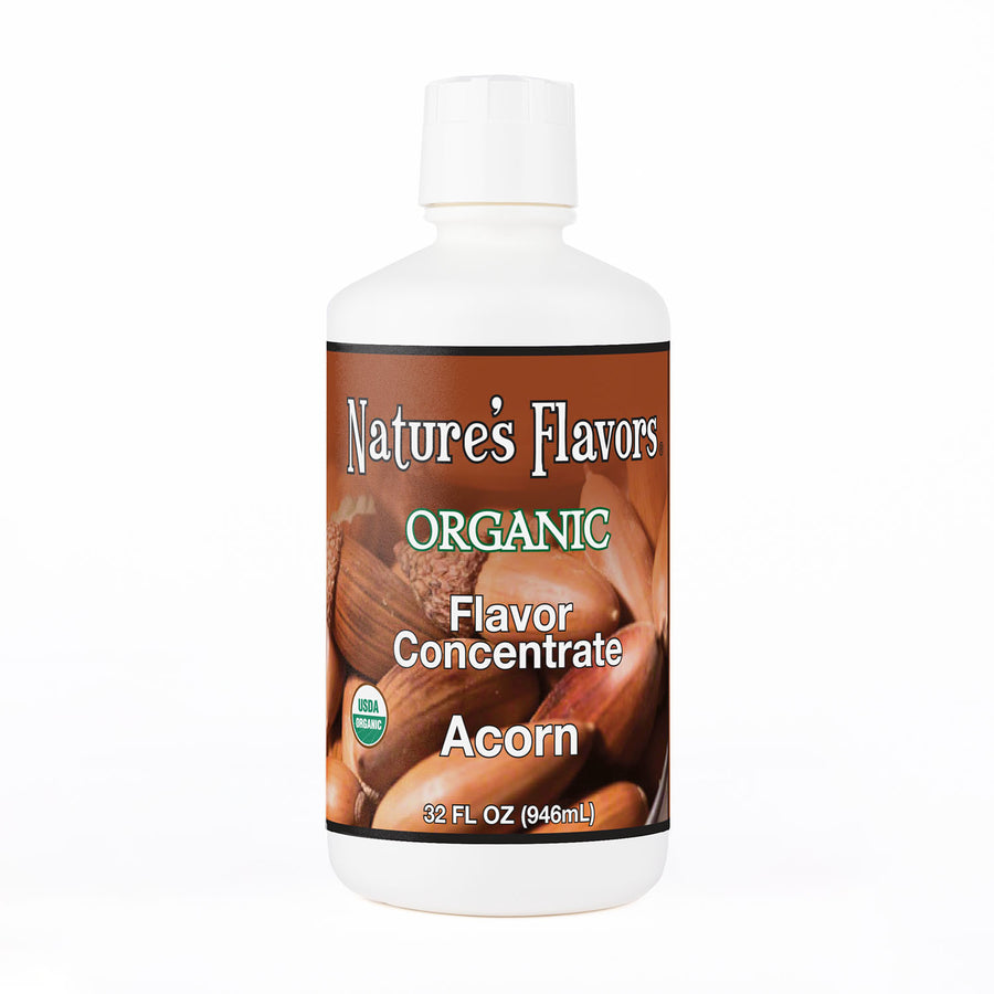 32oz bottle labeled Organic Flavor Concentrate, Acorn