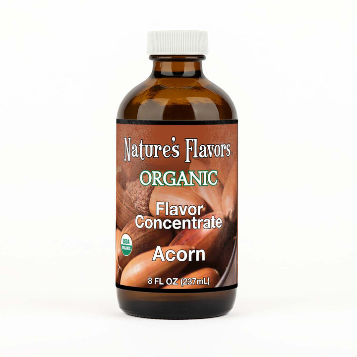 8oz bottle labeled Organic Flavor Concentrate, Acorn